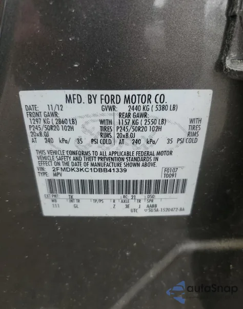 2013 Ford Edge Limited from USA, damaged, VIN 2FMDK3KC1DBB41339